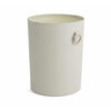 Shown in ivory faux leather with shiny hardware.