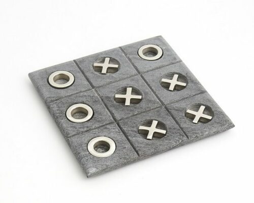 Tic Tac Toe Grey Marble Game Decor