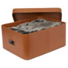 Shown in cognac faux leather.