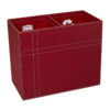 Shown in burgundy faux leather with double contrast stitching.