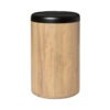 Shown in greige mango wood and matte black stainless steel.
