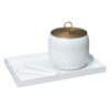 Shown in matte white and light brass stainless steel. Ice bucket is double lined with 18/8 stainless steel.