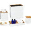 Shown in white lacquer and natural mango wood.