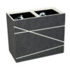 Shown in distressed black and ivory faux leather.