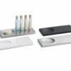 Shown in white enamel, matte, and matte black stainless steel.