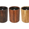 Shown in chocolate, light walnut, and pecan mango wood.