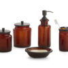 Shown in amber glass and matte black stainless steel.