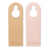 Shown in sand and pink faux leather with gold foil embossing.
