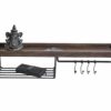 Shown in grey wash mango wood and black powder-coated iron.