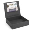 Shown in textured charcoal faux leather.