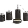 Shown in glossy and matte black glass and shiny stainless steel.