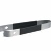 Shown in black faux leather and matte stainless steel.