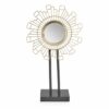 Shown in shiny gold and black powder-coated iron.