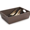 Shown in textured brown faux leather.