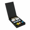 Shown in crosshatch black faux leather.