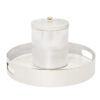 Shown in shiny stainless steel and white marble. Ice bucket is double lined with 18/8 stainless steel.