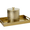 Shown in champagne brass stainless steel. Ice bucket is double lined with 18/8 stainless steel.