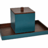 Shown in blue lacquer and chocolate mango wood. Ice bucket is double lined with 18/8 stainless steel.