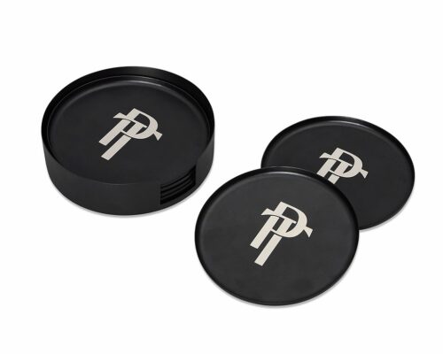 Shown in matte black stainless steel with laser etch detail.