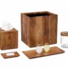 Shown in natural acacia wood, clear glass, and shiny stainless steel. Shown in natural acacia wood, clear glass, and shiny stainless steel.