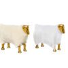 Shown in shiny brass casted aluminum and off-white faux fur.