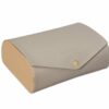 Shown in light textured grey and sand faux leather with grey suede. Shown in light textured grey and sand faux leather with grey suede.