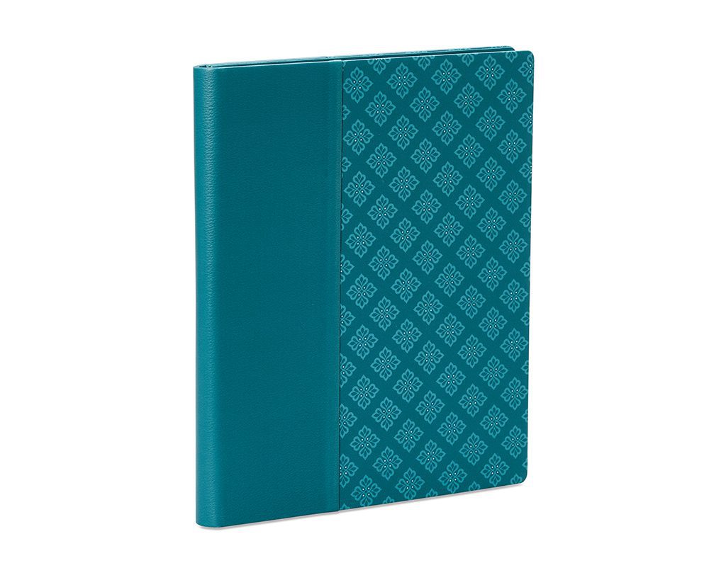 Shown with digitally printed design on faux leather.