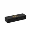 Shown in black faux leather with gold foil embossing.