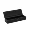 Shown in black faux leather with gold foil embossing.
