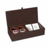 Shown in shagreen brown faux leather with blind embossing. Shown in shagreen brown faux leather with blind embossing.