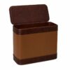 Shown in cognac and distressed brown faux leather and chocolate mango wood. Shown in cognac and distressed brown faux leather and chocolate mango wood.