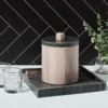 Shown in grey marble and natural mango wood. Ice bucket is double lined with 18/8 stainless steel.
