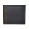 Shown in black faux leather with screenprinting.
